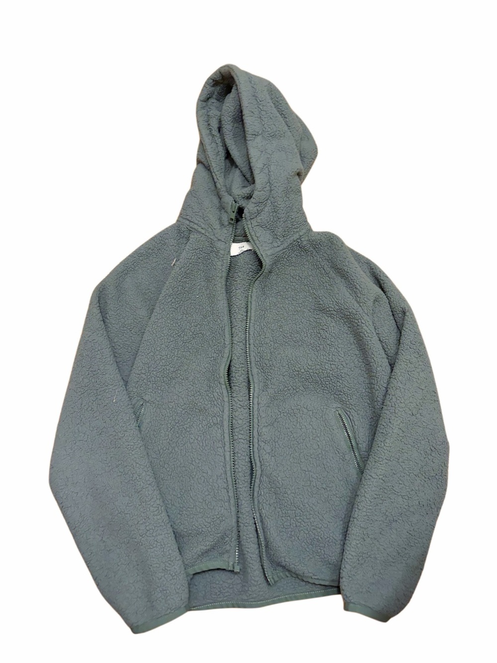 TNA Plush Sherpa Zip Hoodie in Dark Green